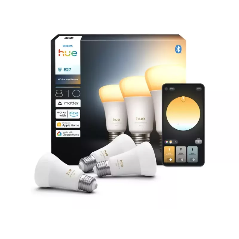 Philips Hue WA 810 A60 3P EU | E27 | 6 W | luce da bianco caldo a bianco freddo | Bluetooth, Zigbee