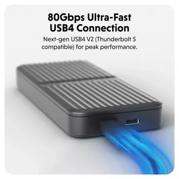 Case per SSD Hyper HD2500GL per SSD M.2 PCIe (USB4 Gen4, USB‑C) nero
