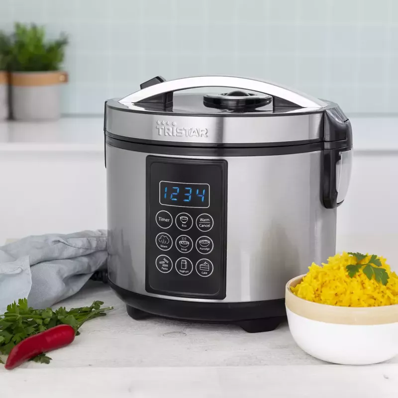Multicooker Tristar RK-6132 — 1,5 L, 500 W, 7 programmi automatici, LCD, acciaio inox/nero