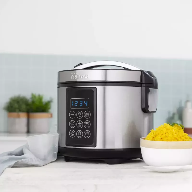 Multicooker Tristar RK-6132 — 1,5 L, 500 W, 7 programmi automatici, LCD, acciaio inox/nero