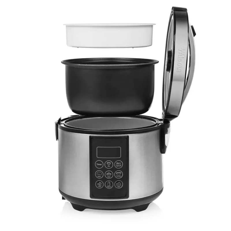 Multicooker Tristar RK-6132 — 1,5 L, 500 W, 7 programmi automatici, LCD, acciaio inox/nero