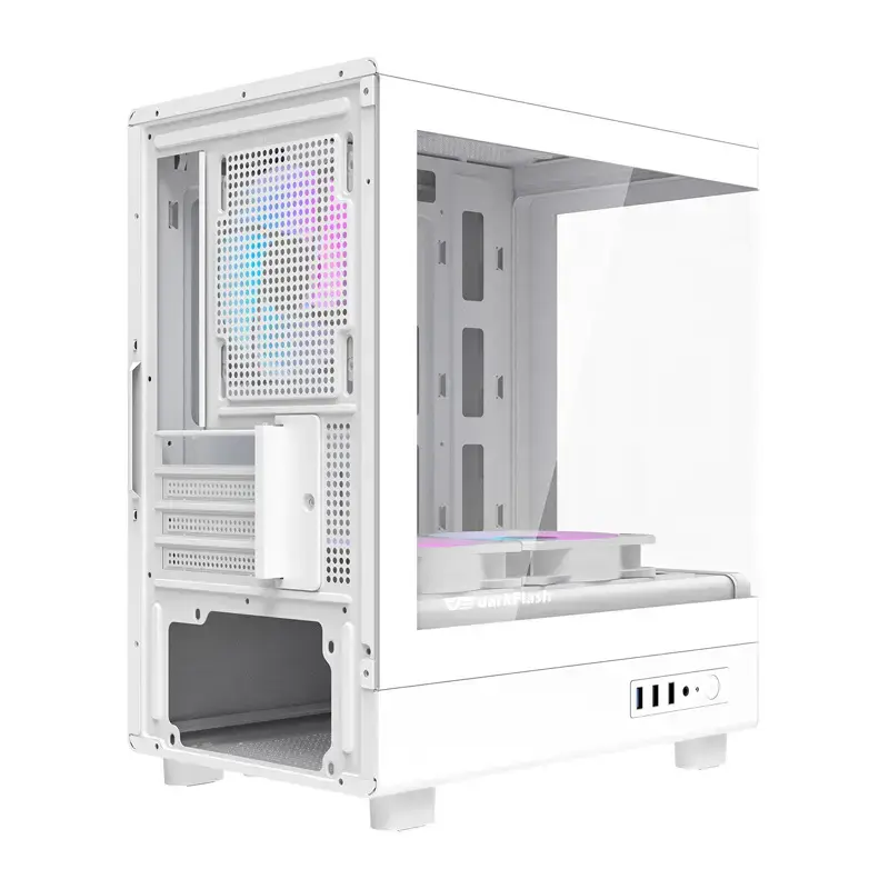 Case per computer Darkflash DB330M bianco v2 con tre ventole preinstallate, supporto micro-ATX/mATX