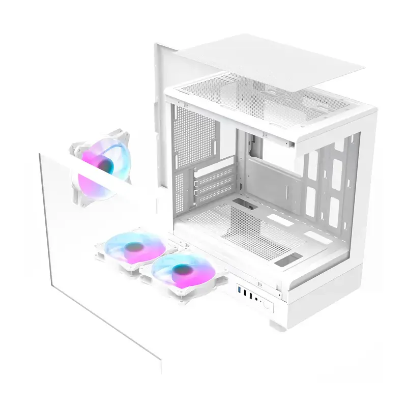 Case per computer Darkflash DB330M bianco v2 con tre ventole preinstallate, supporto micro-ATX/mATX