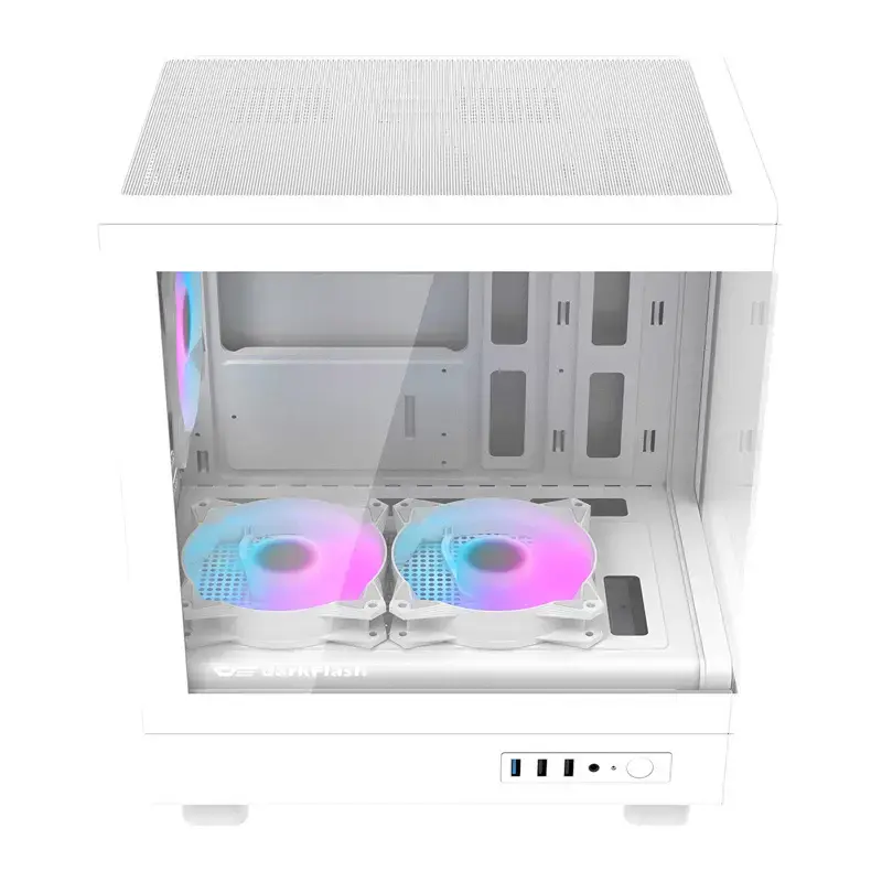 Case per computer Darkflash DB330M bianco v2 con tre ventole preinstallate, supporto micro-ATX/mATX