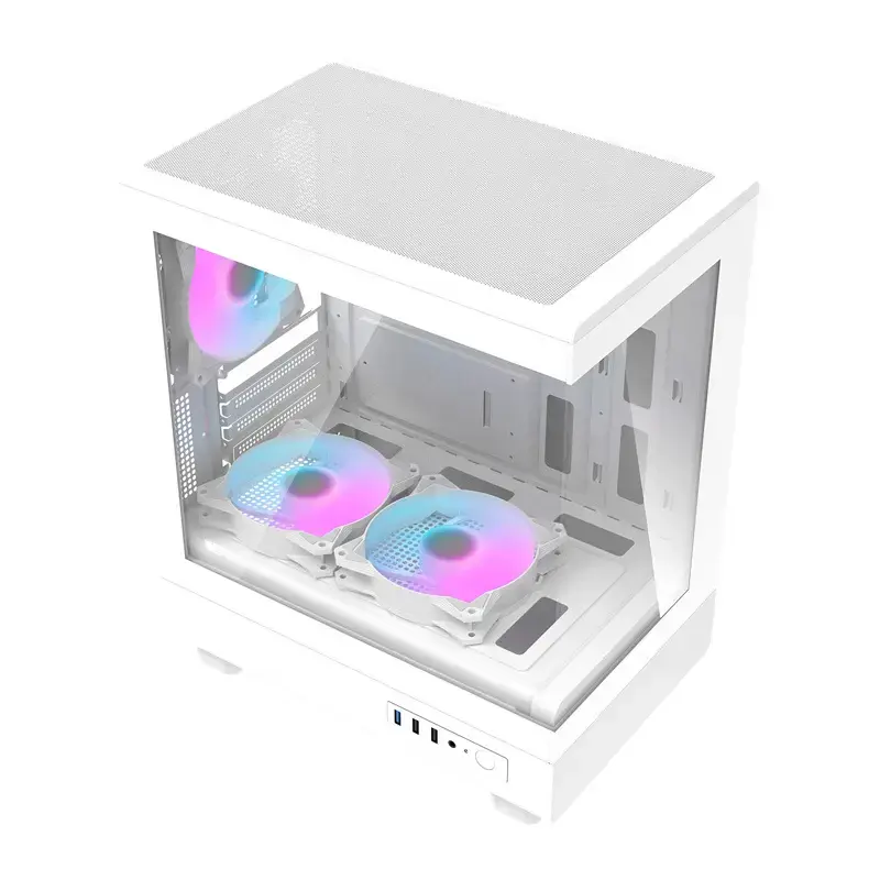 Case per computer Darkflash DB330M bianco v2 con tre ventole preinstallate, supporto micro-ATX/mATX