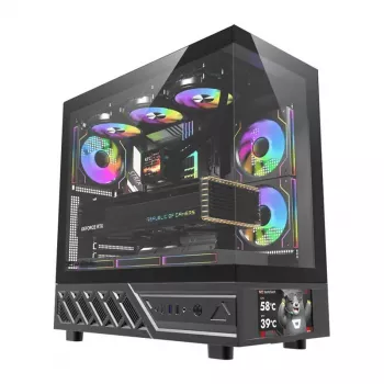 Case per computer DarkFlash DS950V con display frontale (nero) e 6 ventole preinstallate