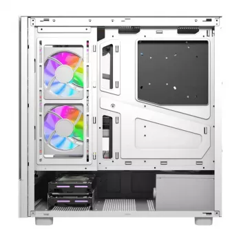 Case per computer DarkFlash DS950V con display integrato, bianco, con 6 ventole