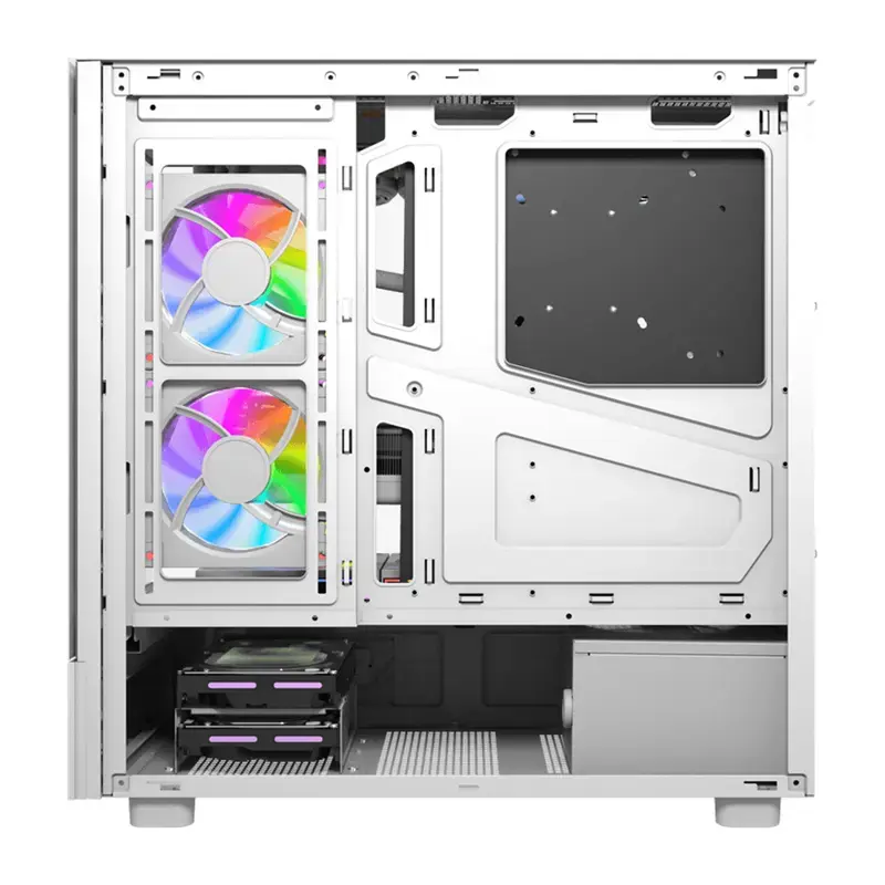 Case per computer DarkFlash DS950V con display integrato, bianco, con 6 ventole