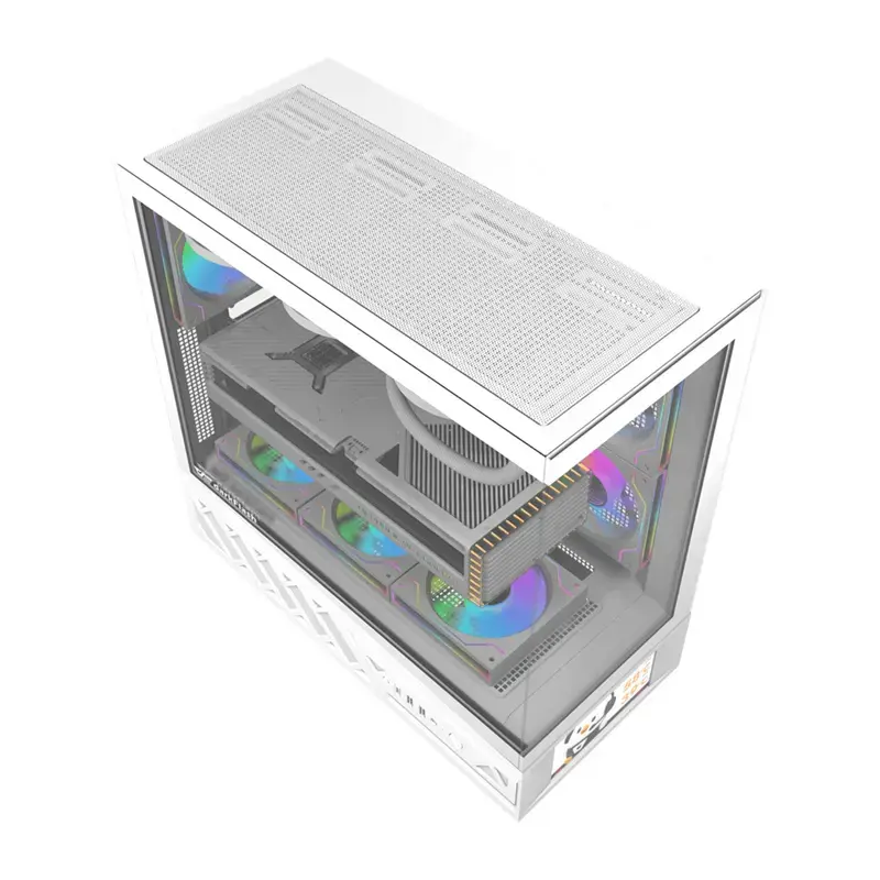Case per computer DarkFlash DS950V con display integrato, bianco, con 6 ventole