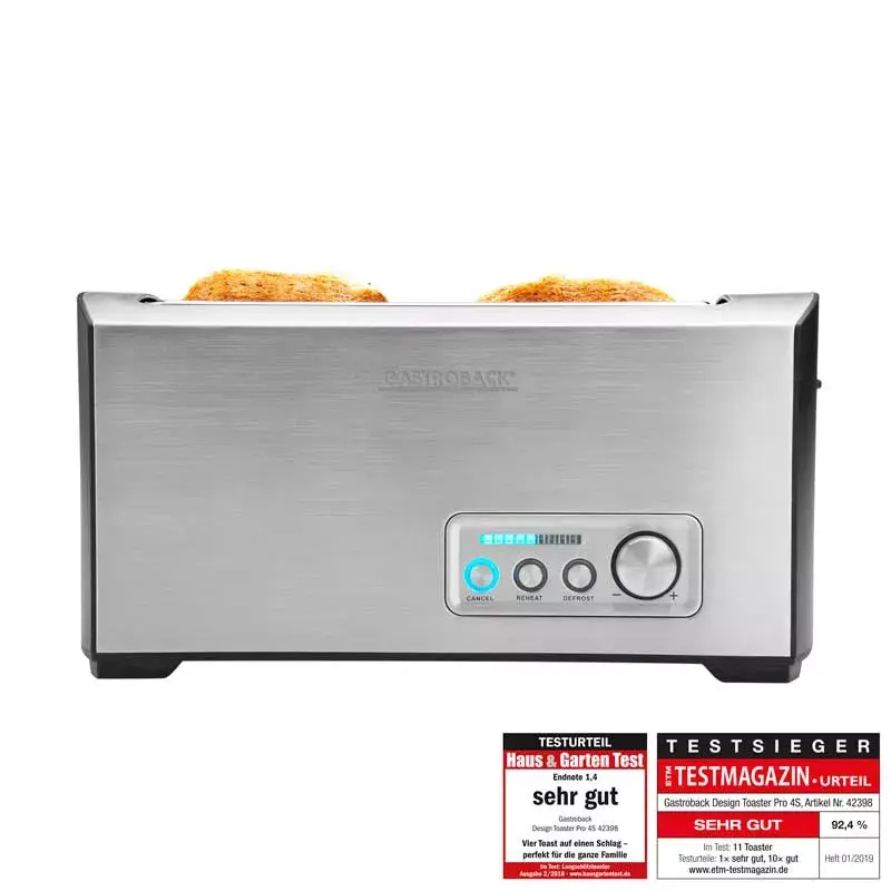 Tostapane Gastroback Design Pro 4S 2 fette 1500 W nero acciaio inox