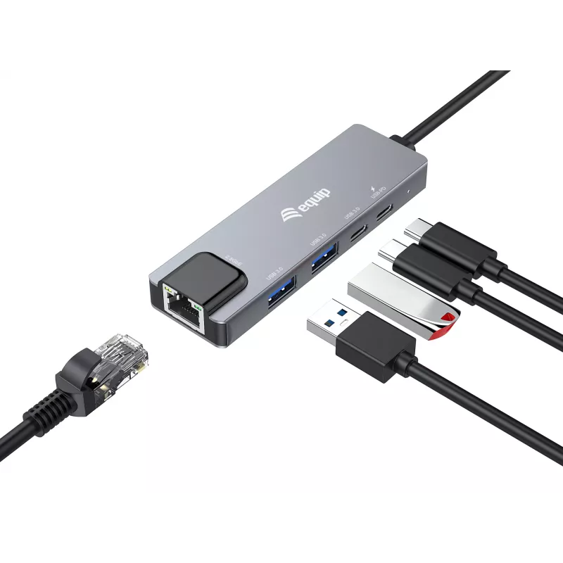 Equip adattatore multifunzione 5-in-1, 2,5GbE, USB-A x 2, USB-C x 1, USB-C, 100W USB PD