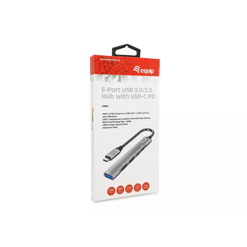 Equip Hub USB 3.0/2.0 a 5 porte con USB-C PD