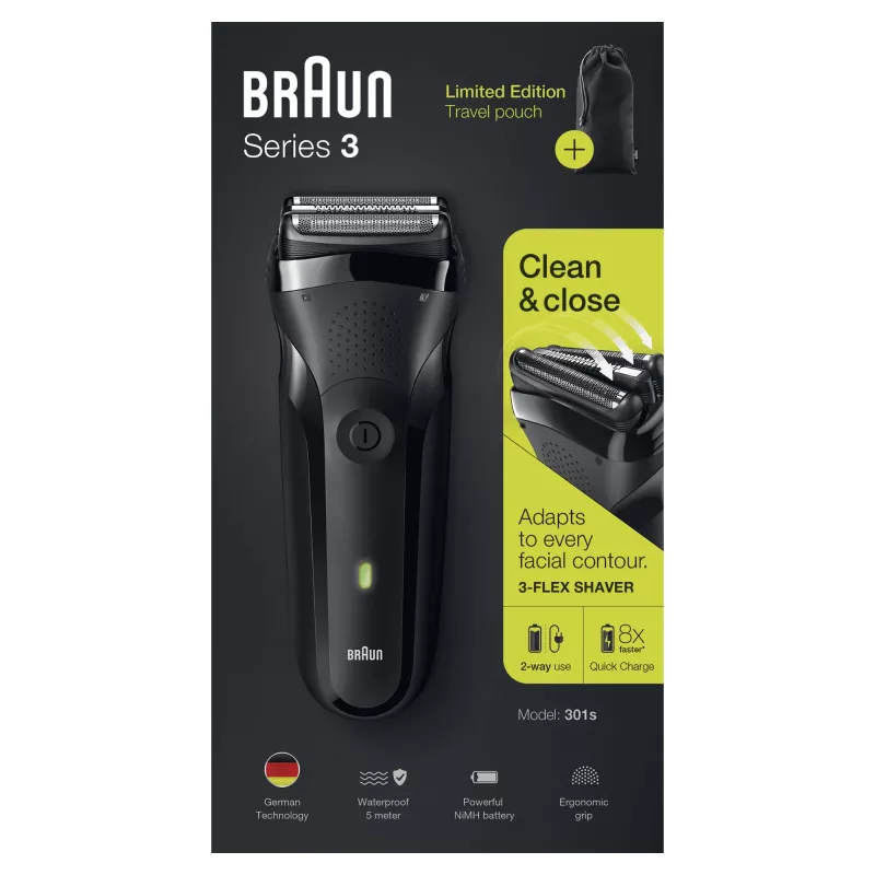 Braun Series 3 301s rasoio a lamina trimmer nero