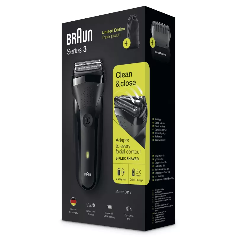 Braun Series 3 301s rasoio a lamina trimmer nero