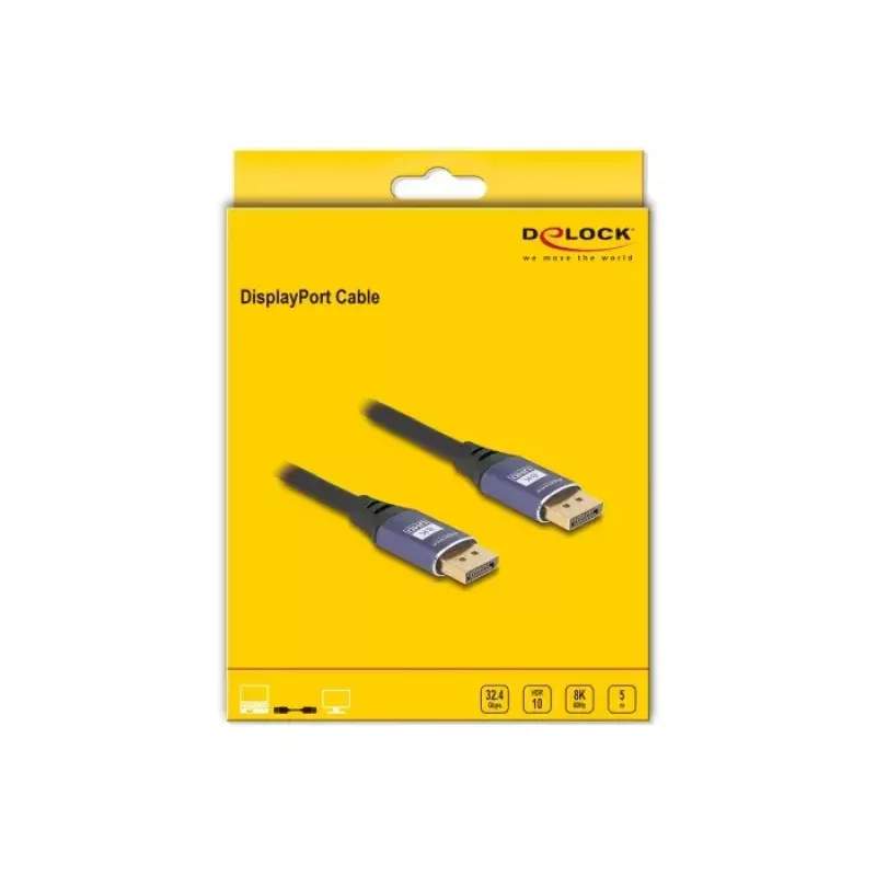 Cavo DisplayPort DeLOCK 8K 60 Hz 5 m viola metallo