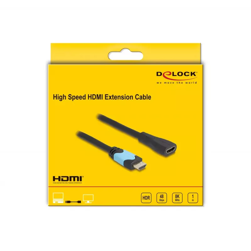 Prolunga HDMI High Speed DeLOCK 48 Gbit/s 8K 60 Hz 1 m