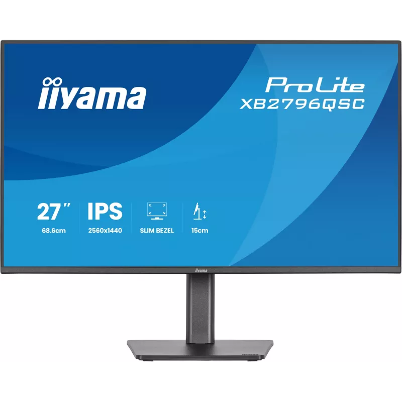 Monitor LED IIYAMA ProLite XB2796QSC-B1 27 inch IPS Quad HD 2560x1440, 4 ms, USB-C, altoparlanti, regolabile in altezza, VESA