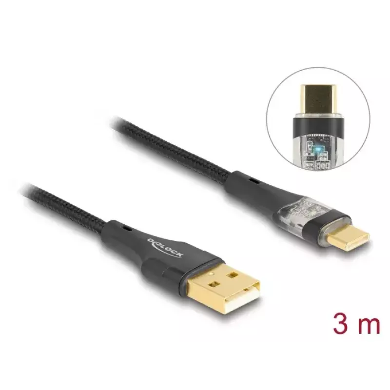 Cavo USB 2.0 DeLOCK connettore maschio Type-A su connettore maschio Type-C 60 W 3 m