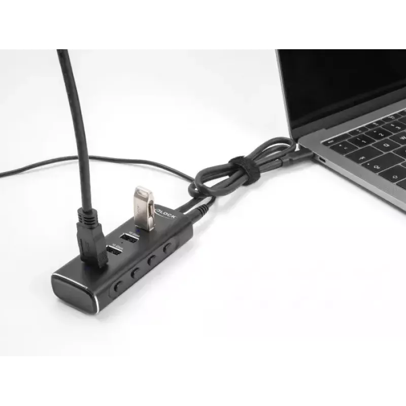 Hub USB DeLOCK 4 porte 10 Gbps Type-C cavo 60 cm con interruttore