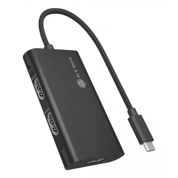 ICY BOX adattatore USB Type-C a 3x HDMI, USB 3.2 Gen 2 (3.1 Gen 2) Type-C, HDMI, 10000 Mbit/s, 144 Hz, 3840 x 2160, 7680 x 4320, 7680 x 4320 pixel
