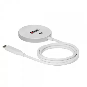 Pad di ricarica wireless club 3d CAC-3026 25W Qi2 pad magnetico, compatibile Qi 2.2 MagSafe, cavo 1 m, bianco