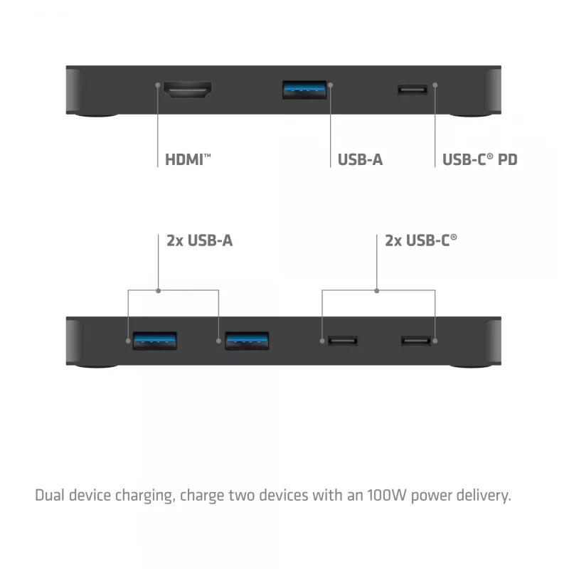 Switch KVM club 3d Dual USB-C a HDMI, 2 porte, 4K UHD 3840x2160, console USB-C, 65W PD, nero