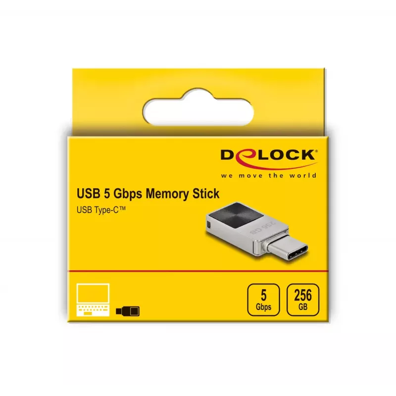 Chiavetta USB DeLOCK 256GB USB-C 3.2 Gen 1 case in metallo