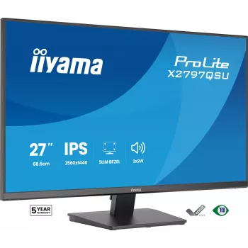 Monitor per computer IIYAMA ProLite X2797QSU-B1 27 pollici (68,6 cm) 2560×1440 IPS LED opaco, 1 ms, hub USB 3.2, altoparlanti, VESA
