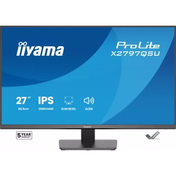 Monitor per computer IIYAMA ProLite X2797QSU-B1 27 pollici (68,6 cm) 2560×1440 IPS LED opaco, 1 ms, hub USB 3.2, altoparlanti, VESA