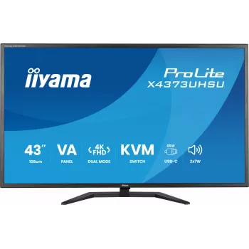 Monitor LED 4K Ultra HD IIYAMA ProLite X4373UHSU-B2 43 pollici, 3840×2160, pannello VA, 3 ms, 450 cd/m², hub USB 3.2, altoparlanti, VESA, nero