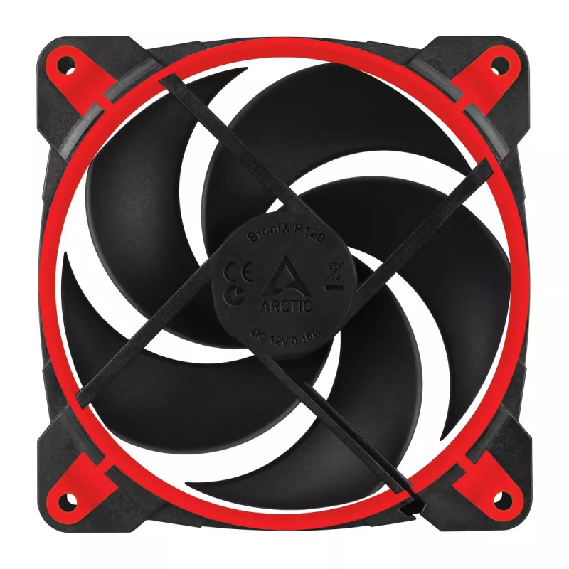 ARCTIC BioniX P120 (rosso) – ventola gaming da 120 mm ottimizzata per la pressione con PWM PST