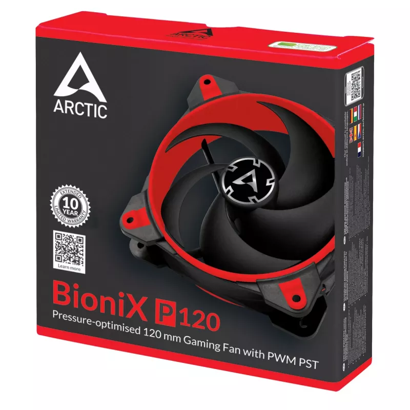 ARCTIC BioniX P120 (rosso) – ventola gaming da 120 mm ottimizzata per la pressione con PWM PST