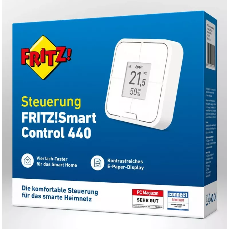 Controller smart wireless da parete FRITZ Smart Control 440 — bianco, 69×69×18 mm