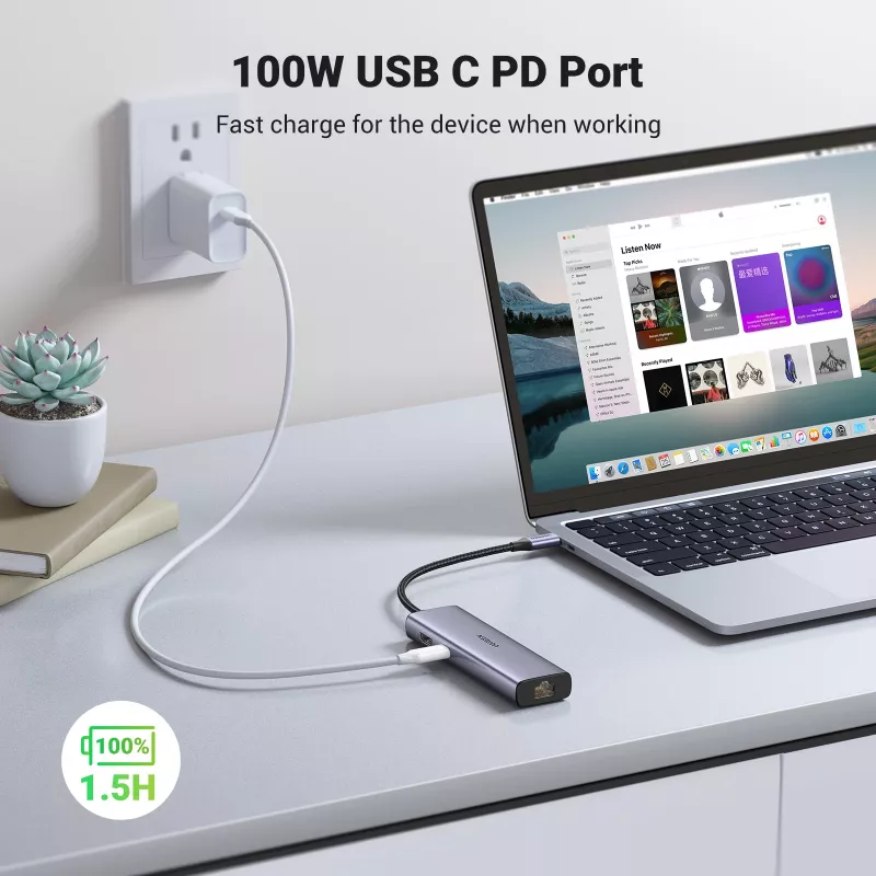 Hub USB-C UGREEN 90568 2 USB 3.0 HDMI RJ45 SD TF porta PD