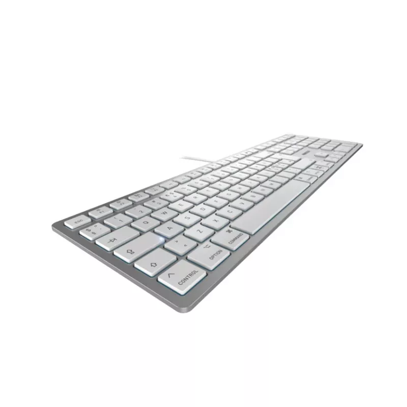 Tastiera USB con filo Cherry KC 6000C per Mac – QWERTY Nordic, switch a forbice, argento, cavo 1,8 m