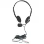 Manhattan headset stereo on-ear (3,5 mm), archetto con microfono, controllo volume inline, cuscinetti in schiuma, 2 connettori jack stereo 3,5 mm standard per uso audio/microfono, cavo 2 m, nero, tre anni di garanzia