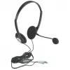 Manhattan headset stereo on-ear (3,5 mm), archetto con microfono, controllo volume inline, cuscinetti in schiuma, 2 connettori jack stereo 3,5 mm standard per uso audio/microfono, cavo 2 m, nero, tre anni di garanzia