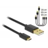 Delock Cavo dati e di ricarica da USB 2.0 Type-A a Micro-B, set da 3 pezzi, nero