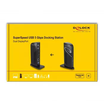 Docking station USB DeLOCK Dual DisplayPort 4K USB 3.2 LAN audio