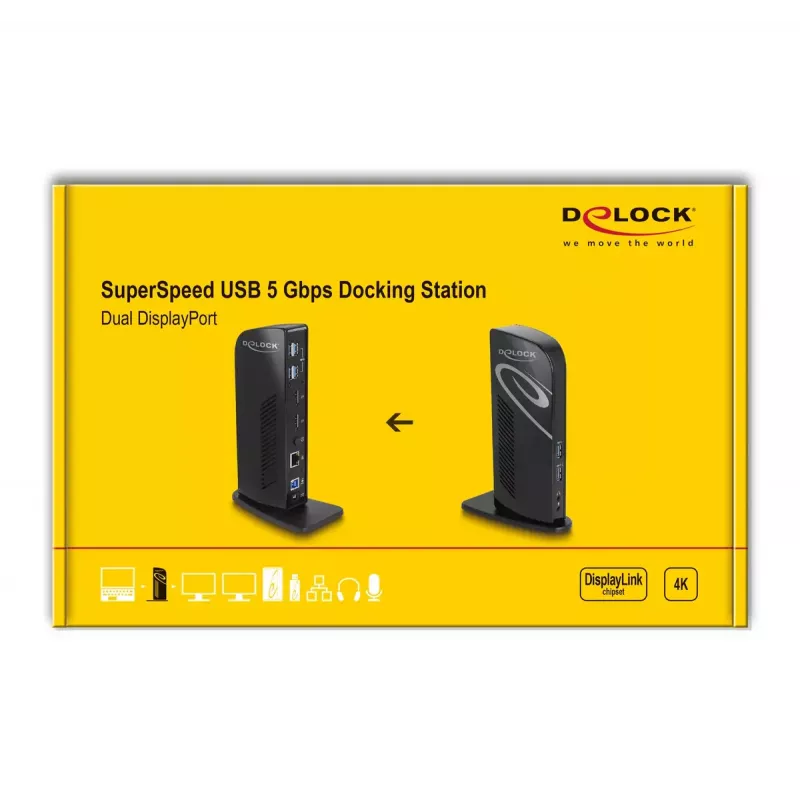 Docking station USB DeLOCK Dual DisplayPort 4K USB 3.2 LAN audio