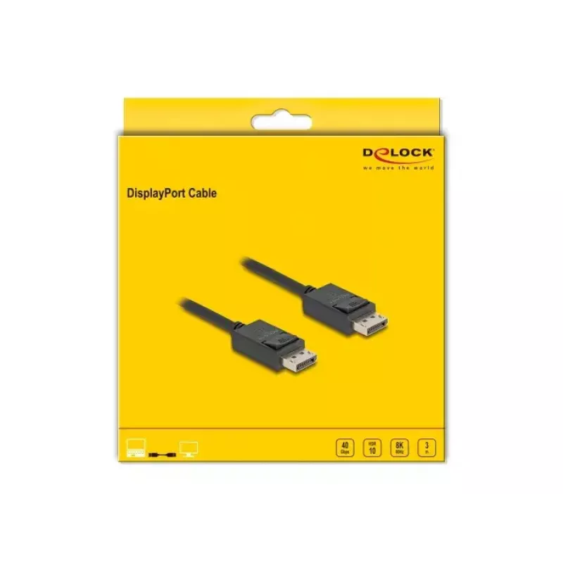 Cavo DisplayPort DeLOCK 16K 30 Hz 8K 60 Hz 40 Gbit/s 3 m