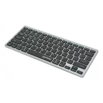 Tastiera wireless dual-mode ultra sottile Manhattan, layout QWERTZ tedesco, Bluetooth (v3.0) e wireless (2,4 GHz), 78 tasti piatti a forbice, gestione automatica dell'energia, portata 10 m, micro-ricevitore USB-A, batteria AAA (inclusa), Windows e Mac, tre anni di garanzia