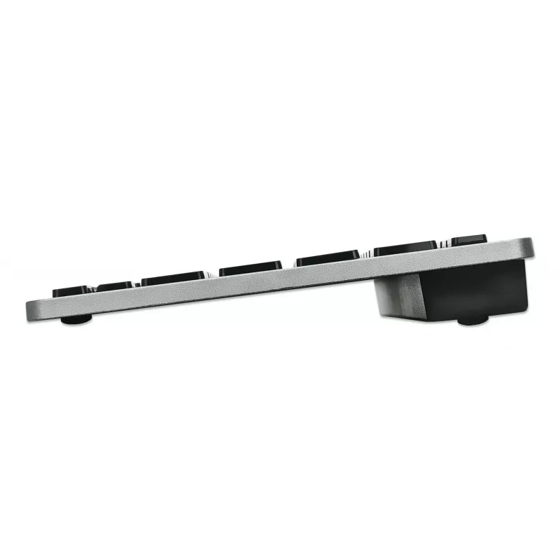Tastiera wireless dual-mode ultra sottile Manhattan, layout QWERTZ tedesco, Bluetooth (v3.0) e wireless (2,4 GHz), 78 tasti piatti a forbice, gestione automatica dell'energia, portata 10 m, micro-ricevitore USB-A, batteria AAA (inclusa), Windows e Mac, tre anni di garanzia