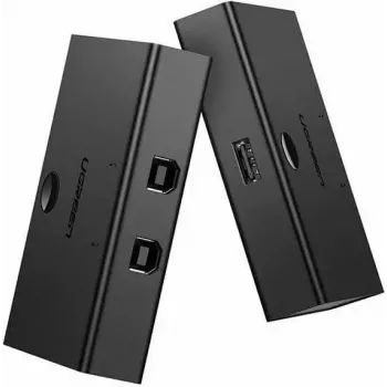 Switch USB UGREEN UGR423 2x1 nero — 2 computer su 1 dispositivo USB, pulsante manuale