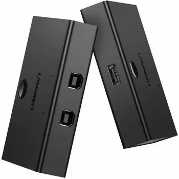Switch USB UGREEN UGR423 2x1 nero — 2 computer su 1 dispositivo USB, pulsante manuale