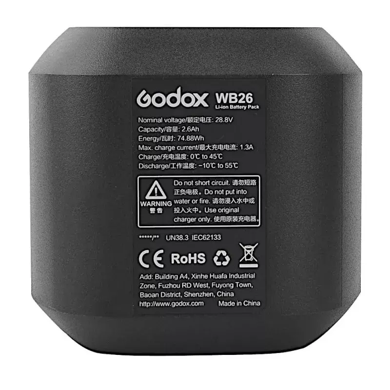 Batteria accessorio flash per fotocamera Godox WB26 litio-ioni 2600 mAh 28,8 V