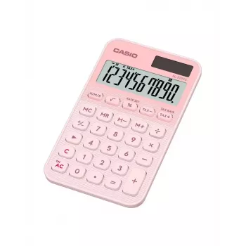 Calcolatrice tascabile base CASIO SL-310YC — 10 cifre, batteria/solare, funzioni tasse e margine, rosa chiaro