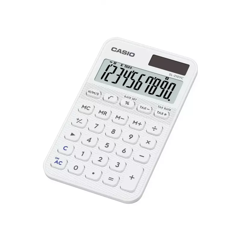 Calcolatrice tascabile CASIO SL-310YC Pocket Basic, 10 cifre, batteria/solare, bianco