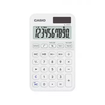 Calcolatrice tascabile CASIO SL-310YC Pocket Basic, 10 cifre, batteria/solare, bianco