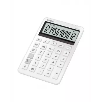 Calcolatrice da tavolo base CASIO MS-200DQ 12 cifre, batteria/solare, funzioni tasse e margine, bianco
